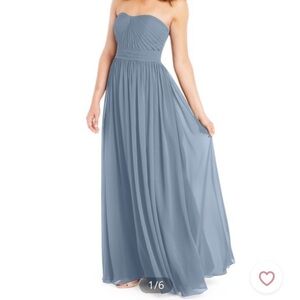 NWT Azazie Milagros size 12 dusty blue strapless bridesmaid dress prom wedding